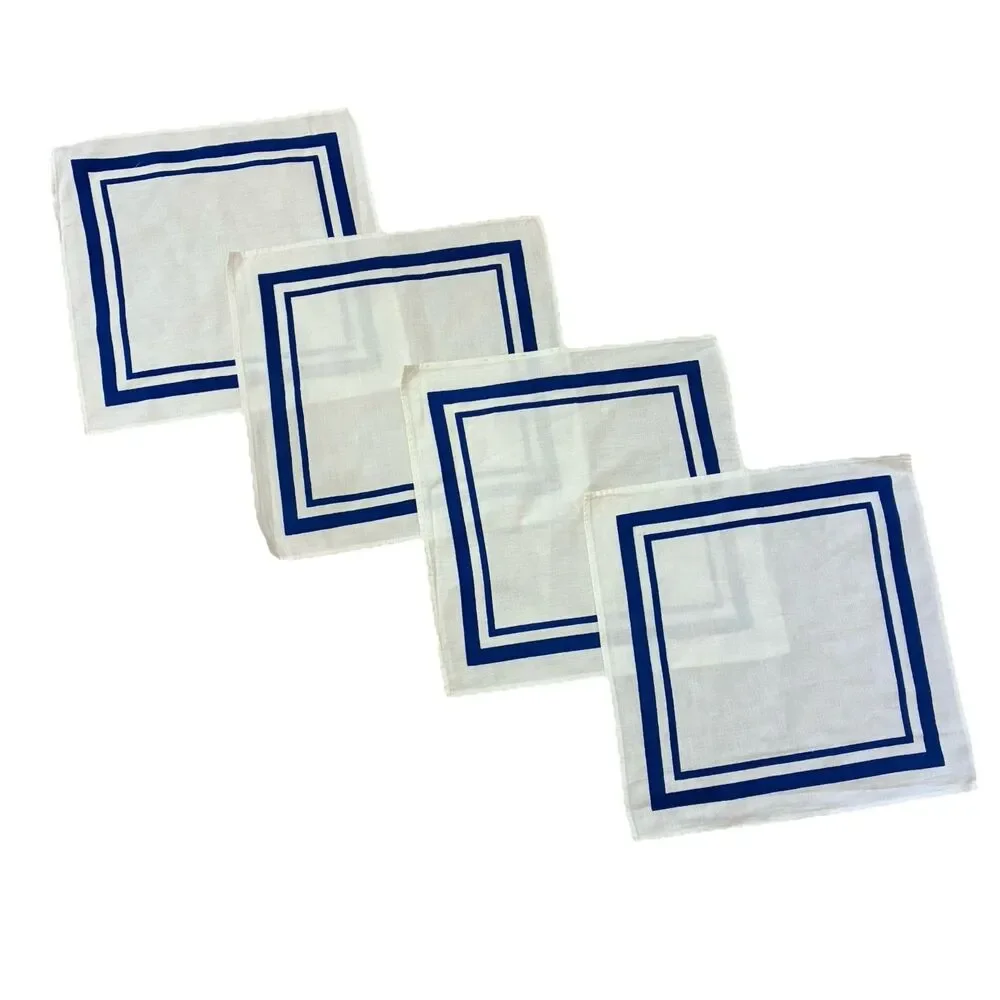Sur La Table Table Runner + 4 Cloth Napkins Royal Blue & White Nautical Anchor ￼